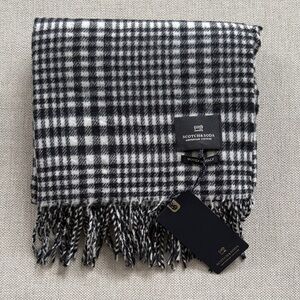 Scotch & Soda Black and White Plaid Wool Scarf